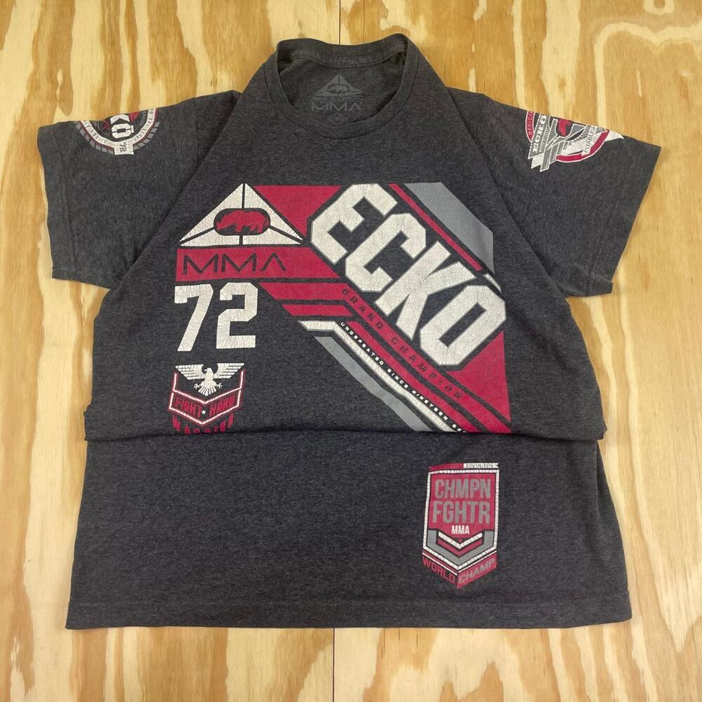 Vintage Y2K Ecko Unltd MMA T-Shirt – Grey with Red & White Details – Men’s M